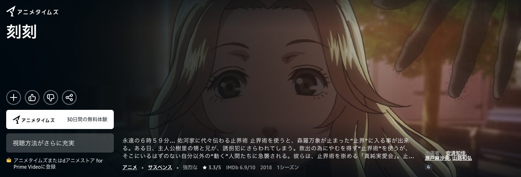 Amazonプライムの刻刻配信画像