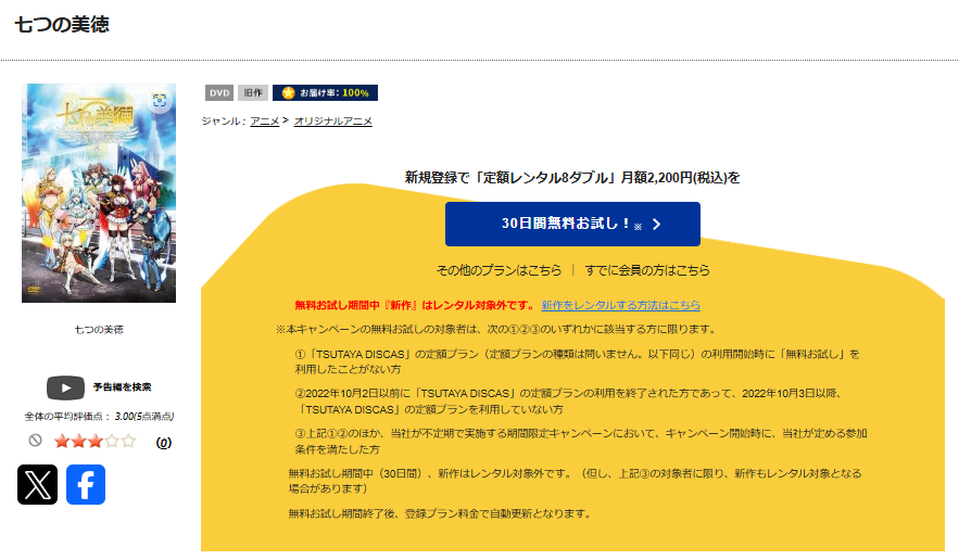 TSUTAYA DISCASの七つの美徳