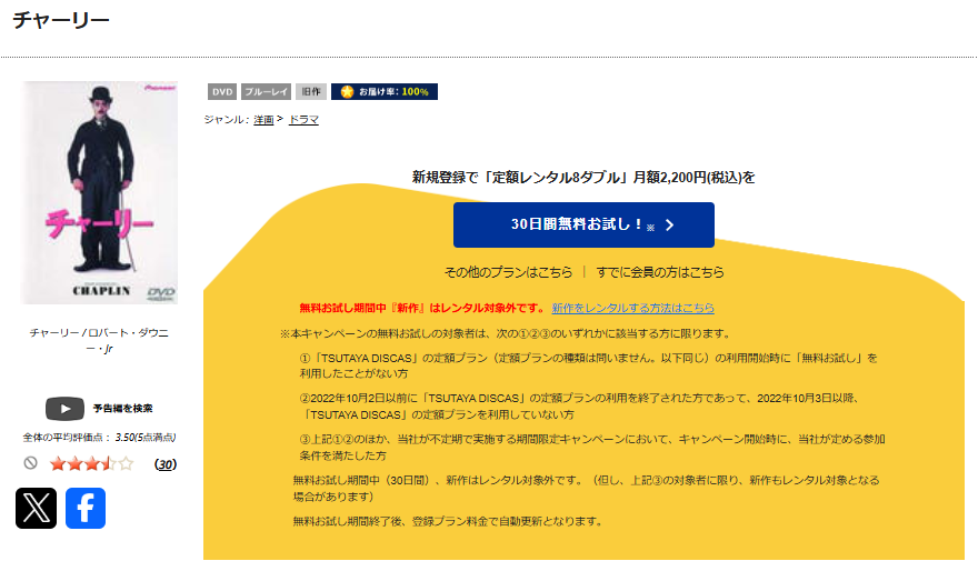 TSUTAYA DISCASのチャーリー
