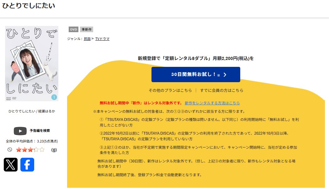 TSUTAYA DISCASのひとりでしにたい