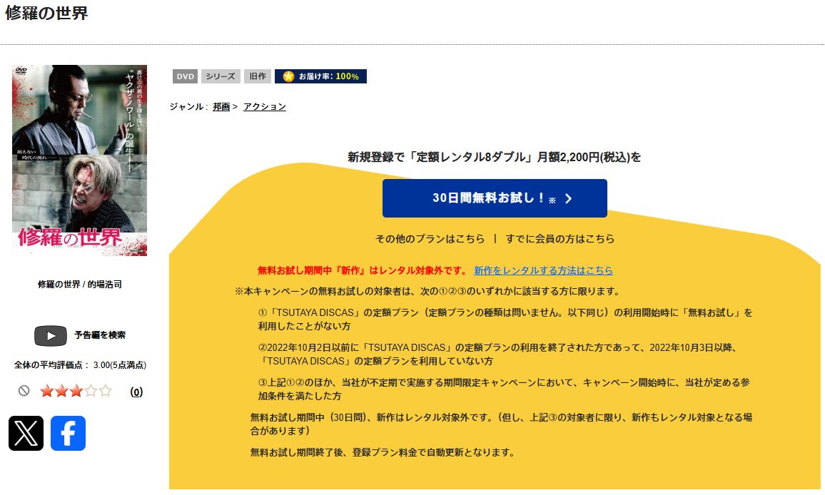 TSUTAYA DISCASの修羅の世界