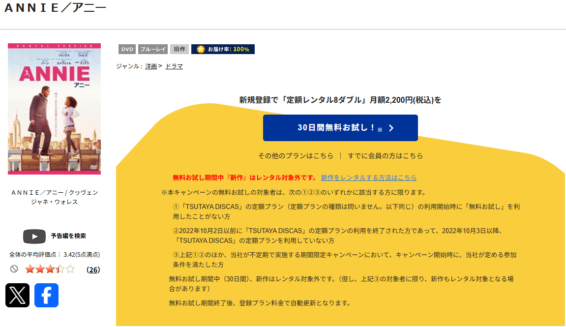 TSUTAYA DISCASのANNIE／アニー