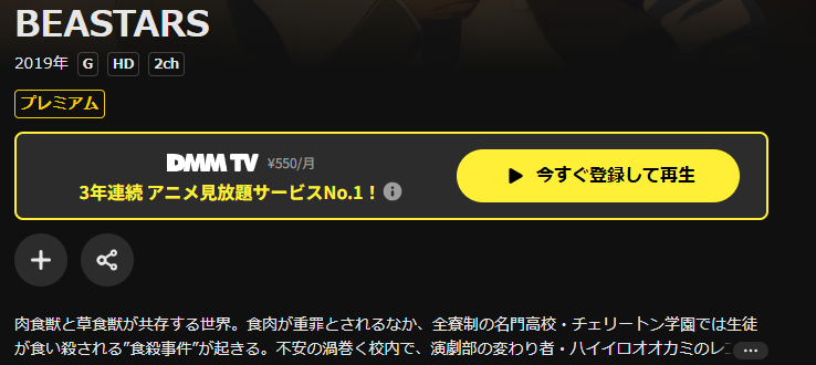 DMM TVのBEASTARS（第1期）配信画像