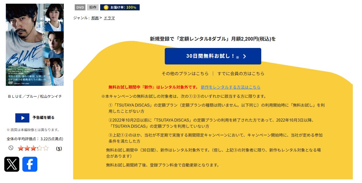 TSUTAYA DISCASのBLUE