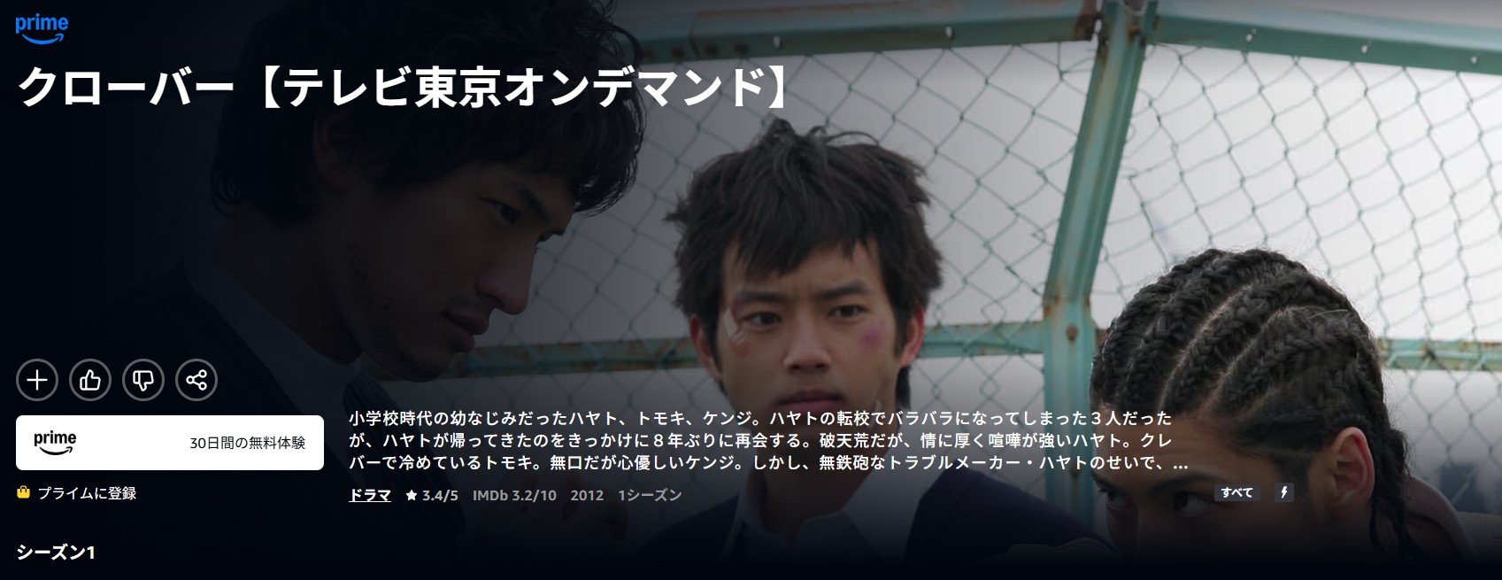 Amazonプライムのクローバー配信画像