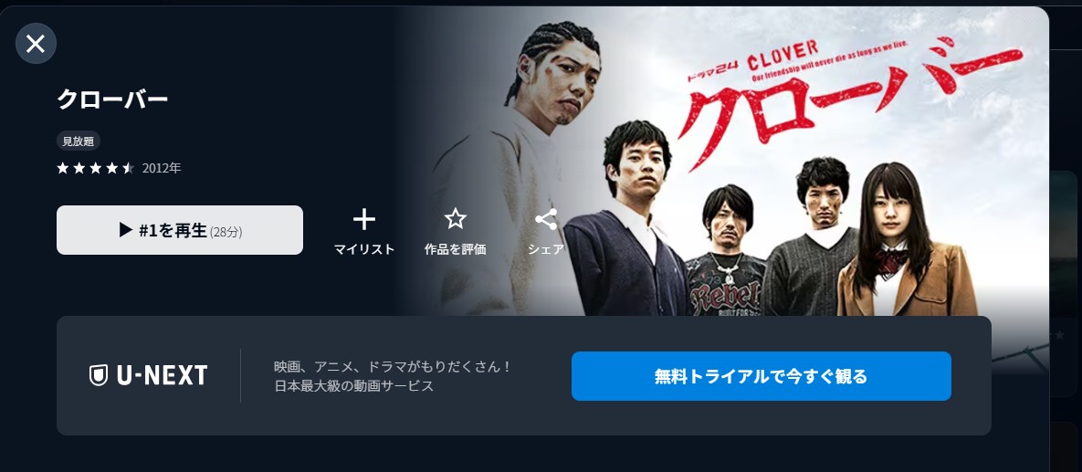 U-NEXTのクローバー配信画像