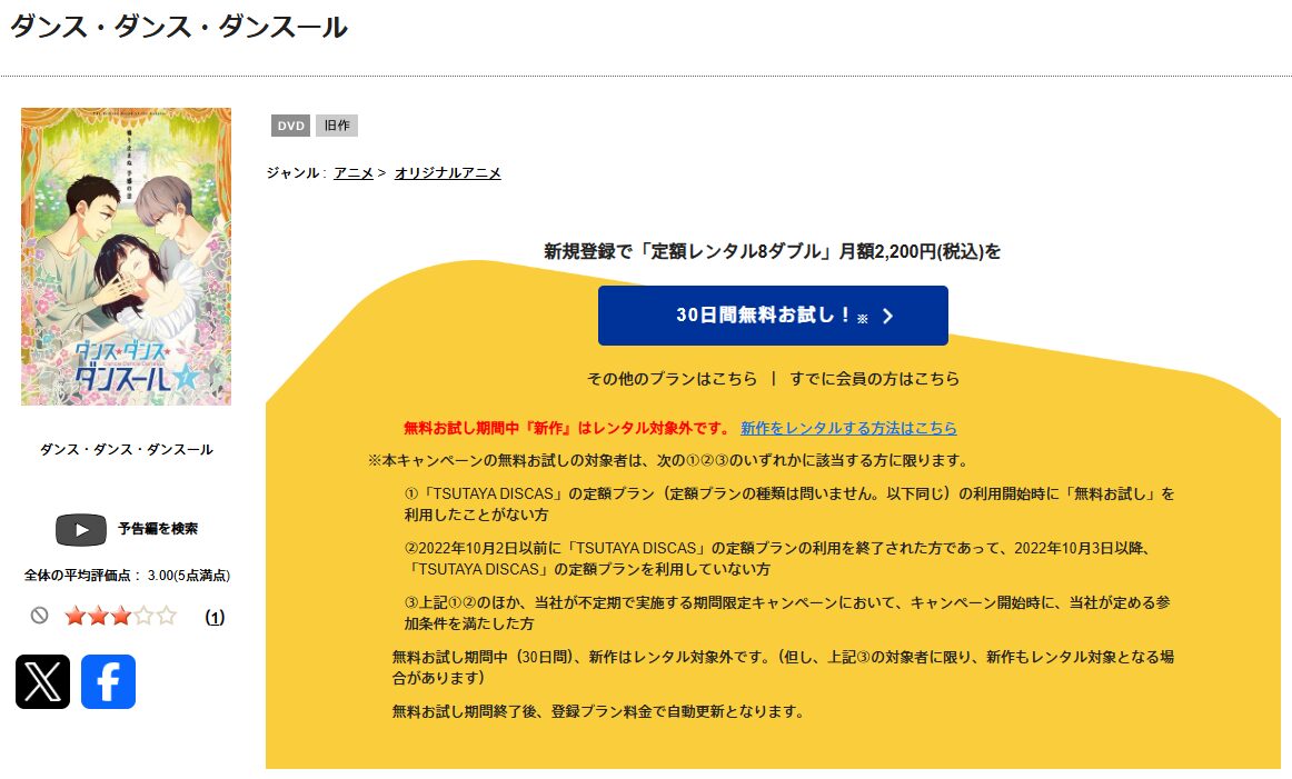 TSUTAYA DISCASのダンス・ダンス・ダンスール