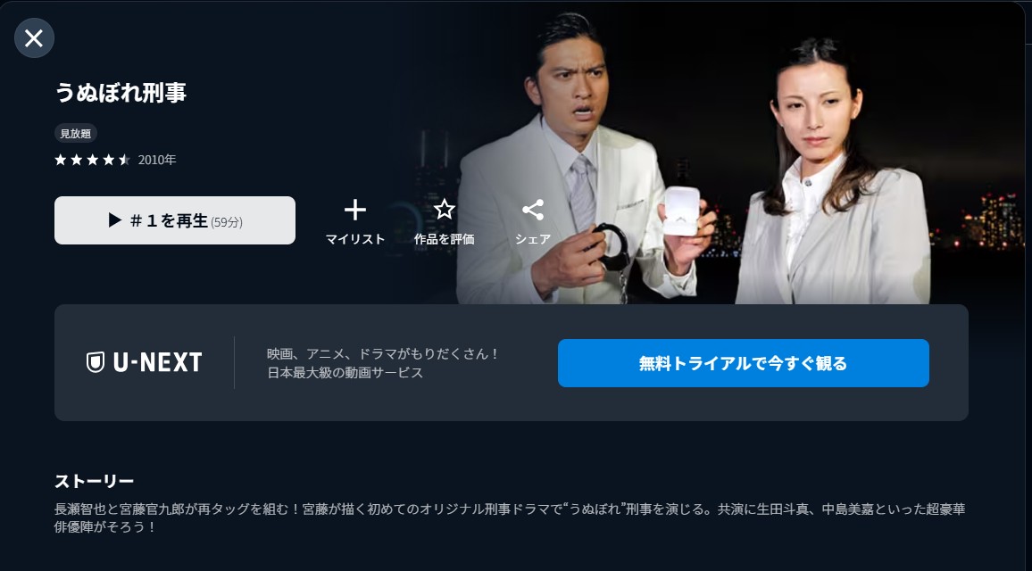 U-NEXTのうぬぼれ刑事配信画像