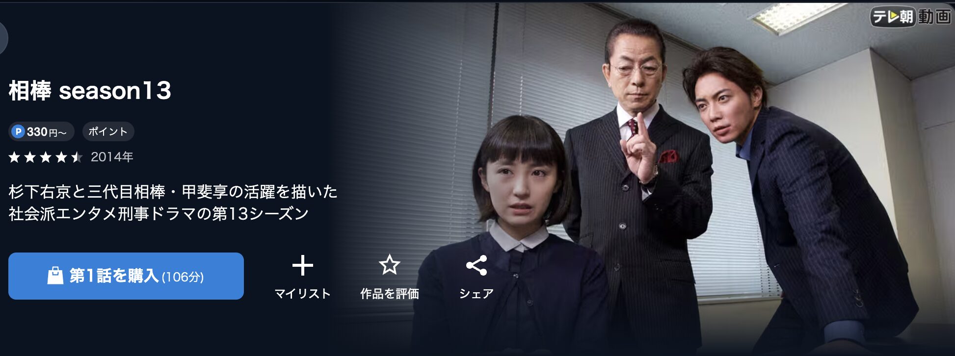 U-NEXTの相棒 season13配信画像