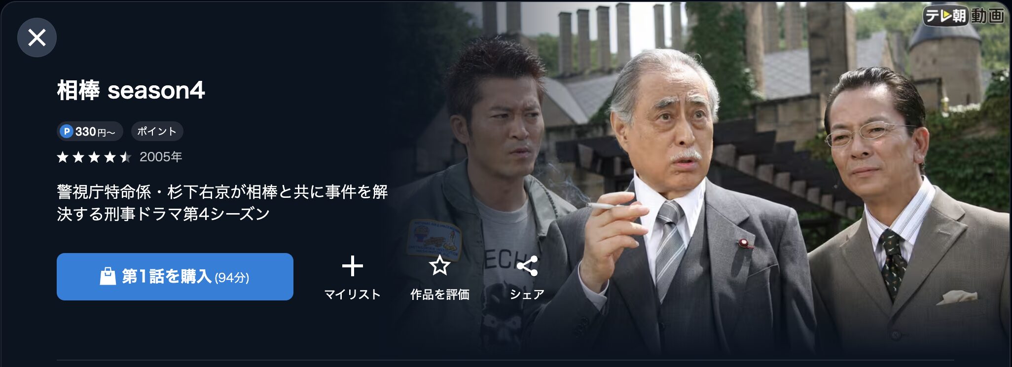 U-NEXTの相棒 シーズン4配信画像