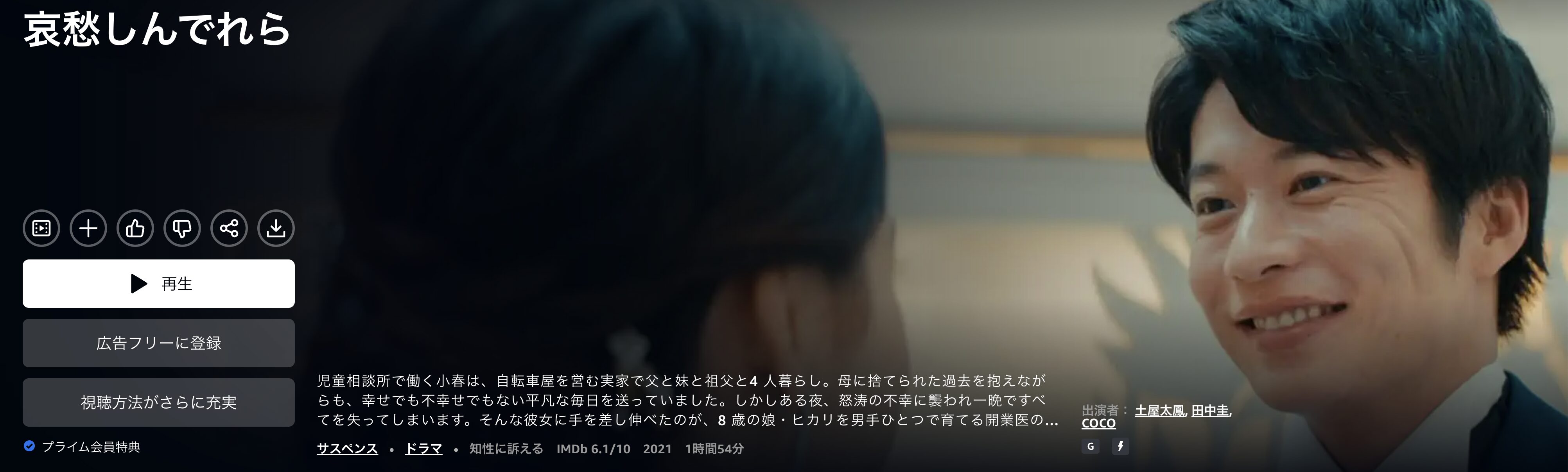 Amazonプライムの哀愁しんでれら配信画像