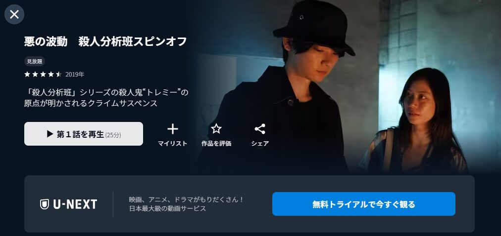 ドラマ｜悪の波動 殺人分析班スピンオフの動画を無料で見れる配信