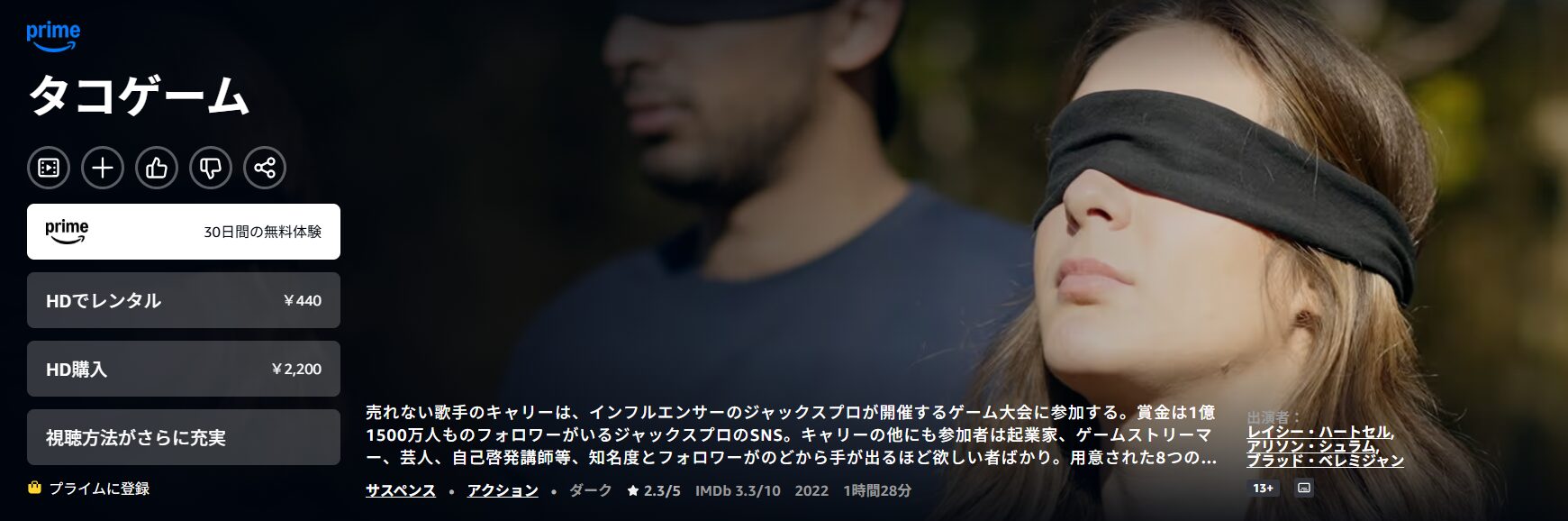 Amazonプライムのタコゲーム配信画像