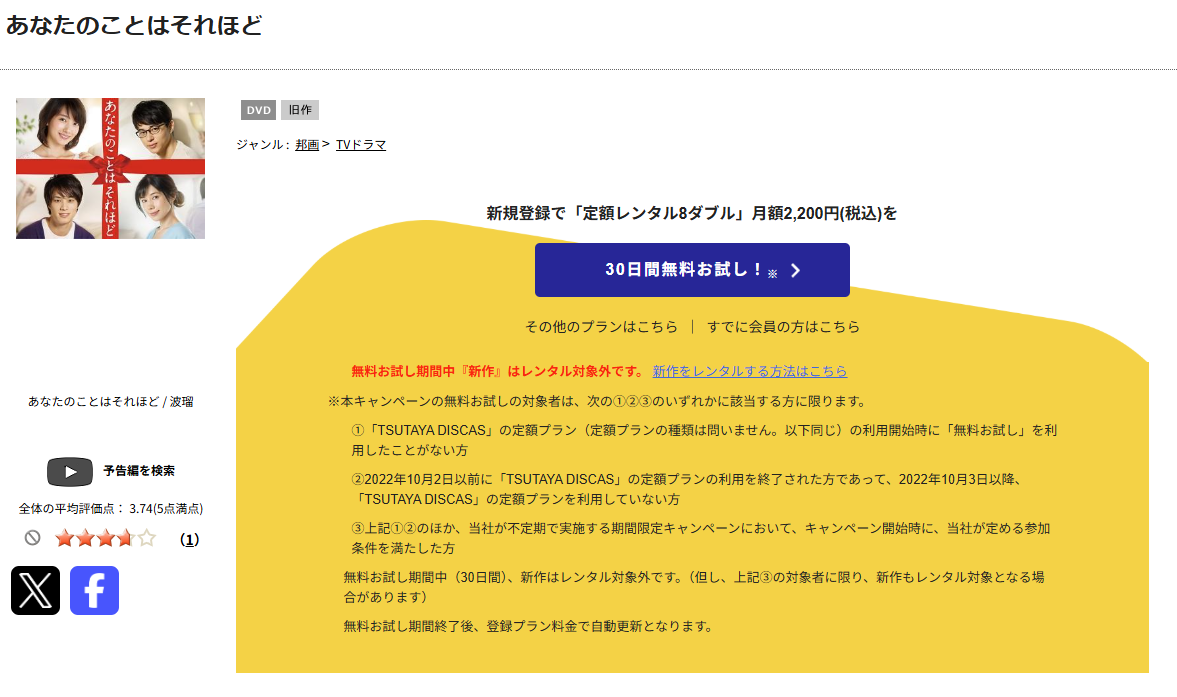 TSUTAYA DISCASのあなたのことはそれほど