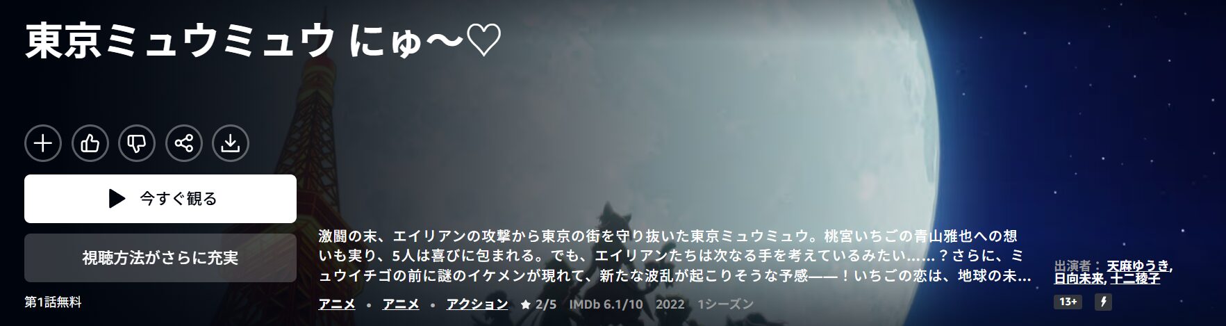 Amazonプライムの東京ミュウミュウ にゅ～♡配信画像