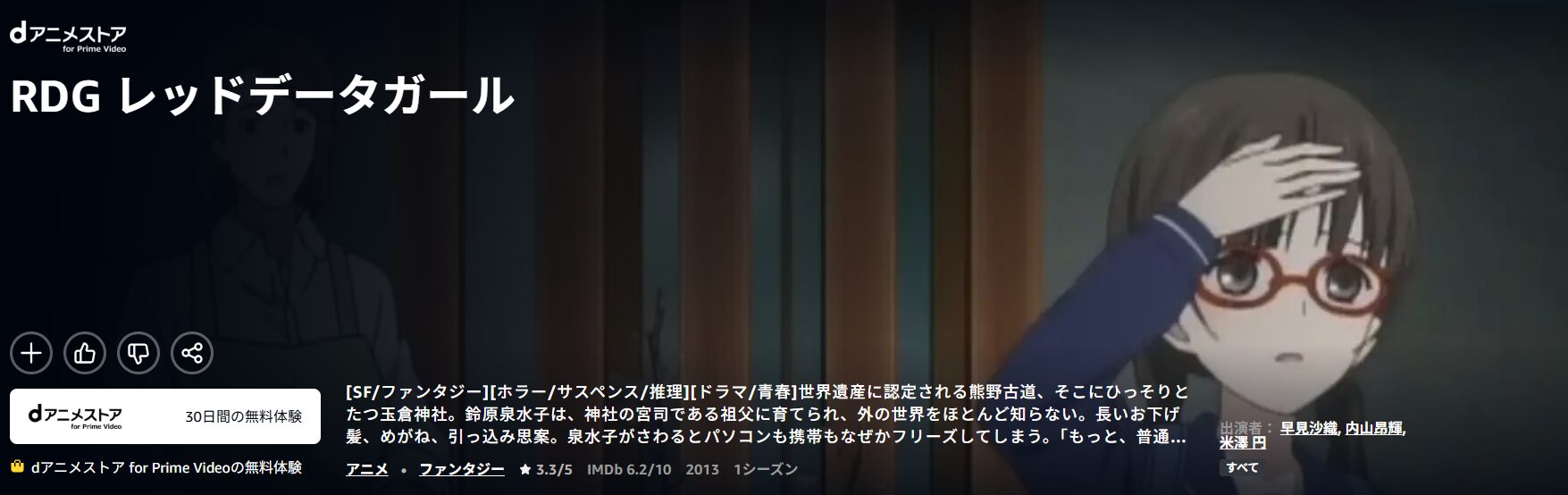 AmazonプライムのRDG レッドデータガール配信画像