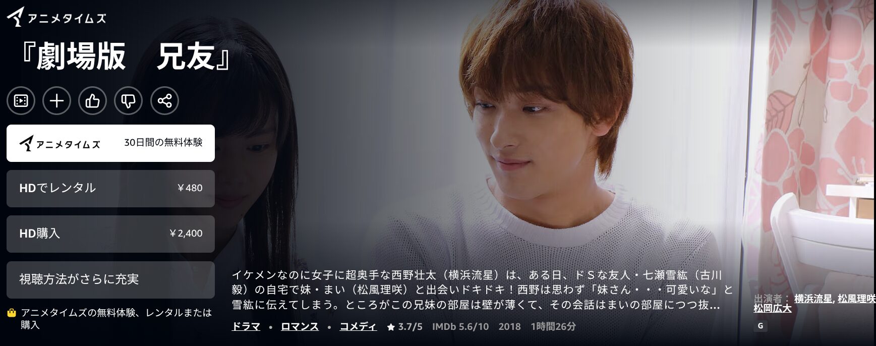 Amazonプライムの兄友配信画像