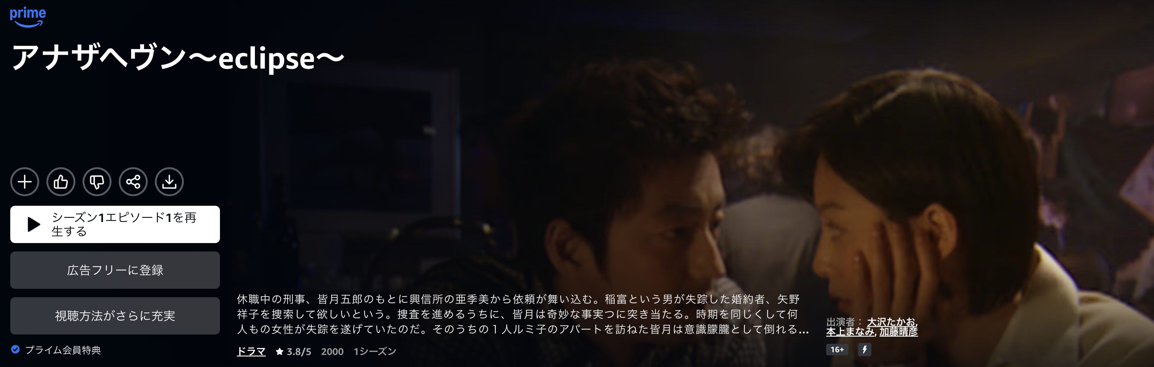 Amazonプライムのアナザヘヴン eclipse配信画像