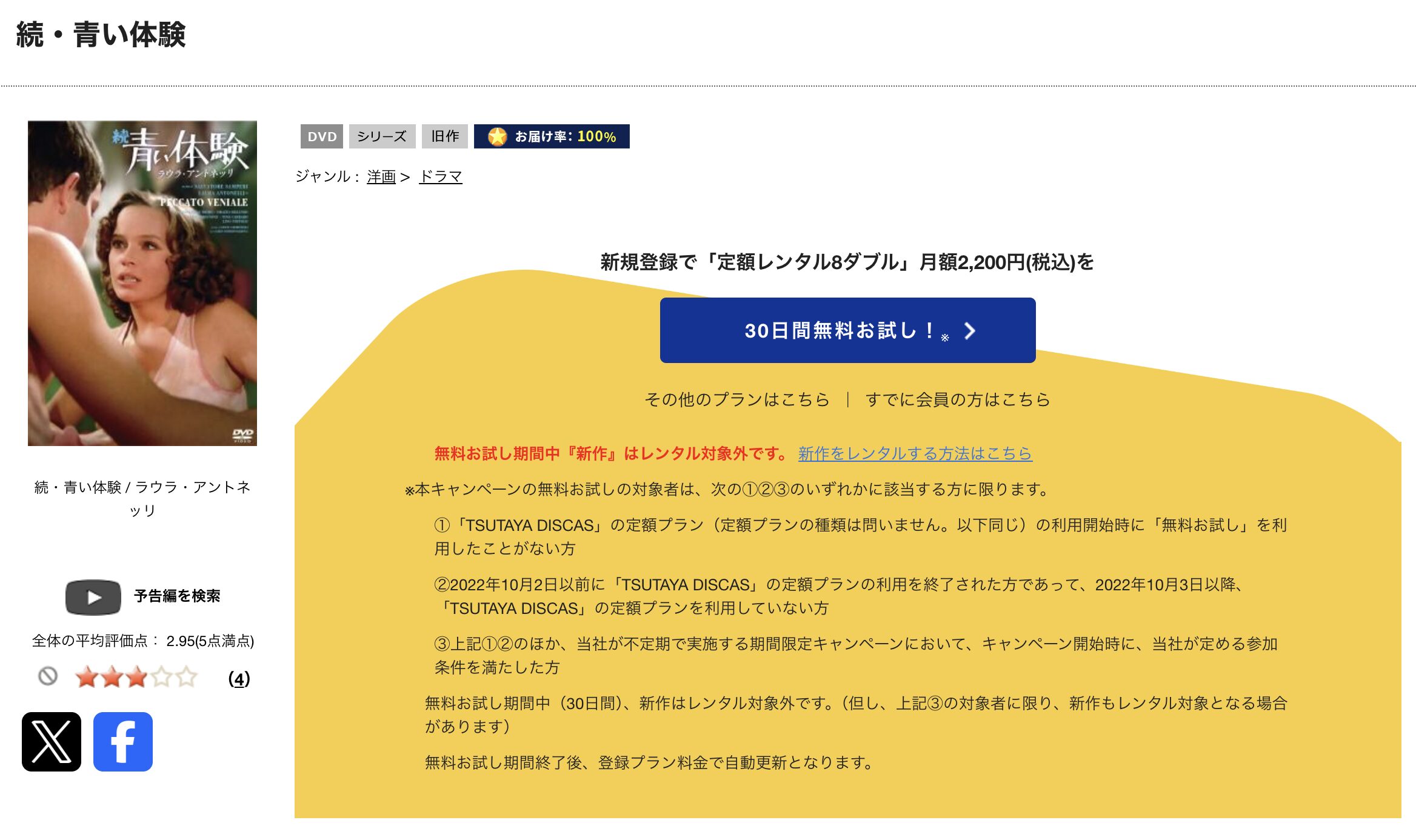 TSUTAYA DISCASの続青い体験