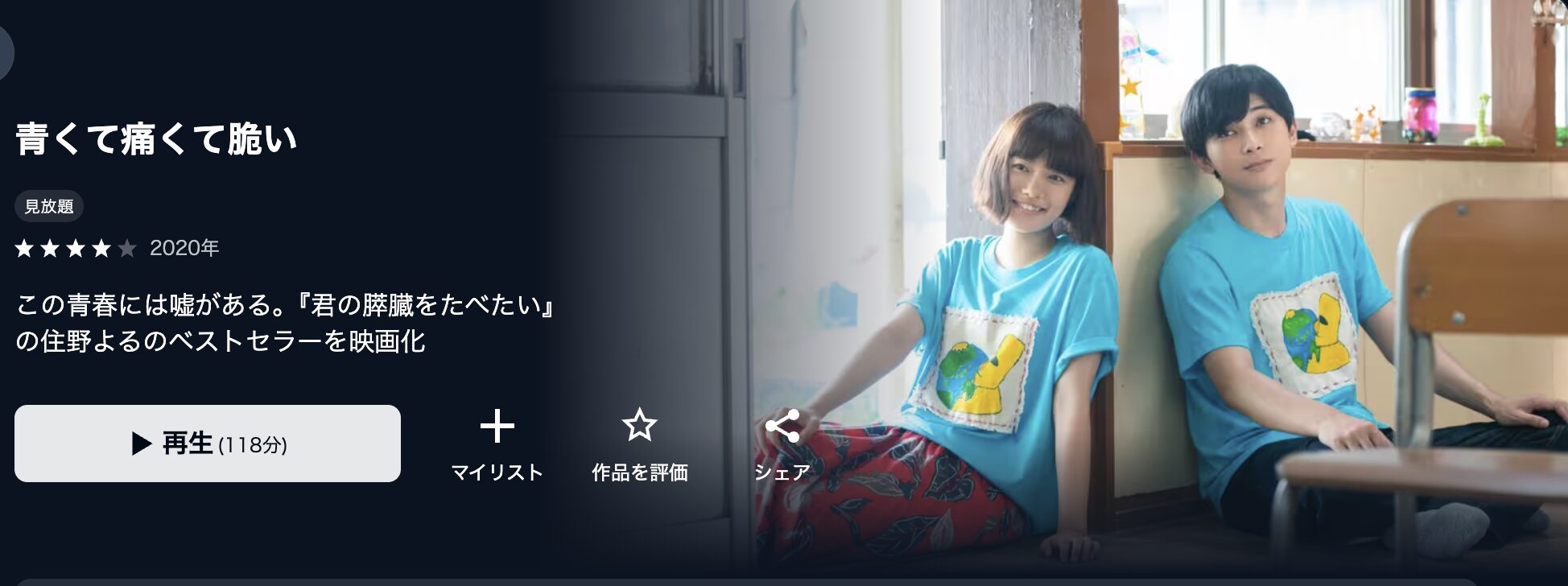 U-NEXTの青くて痛くて脆い配信画像