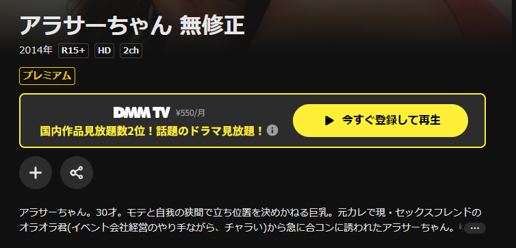 DMM TVのアラサーちゃん 無修正配信画像
