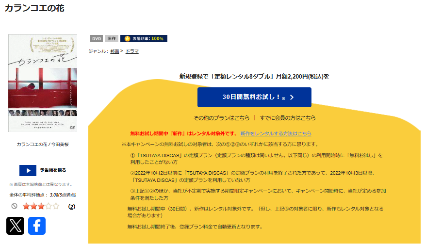 TSUTAYA DISCASのカランコエの花