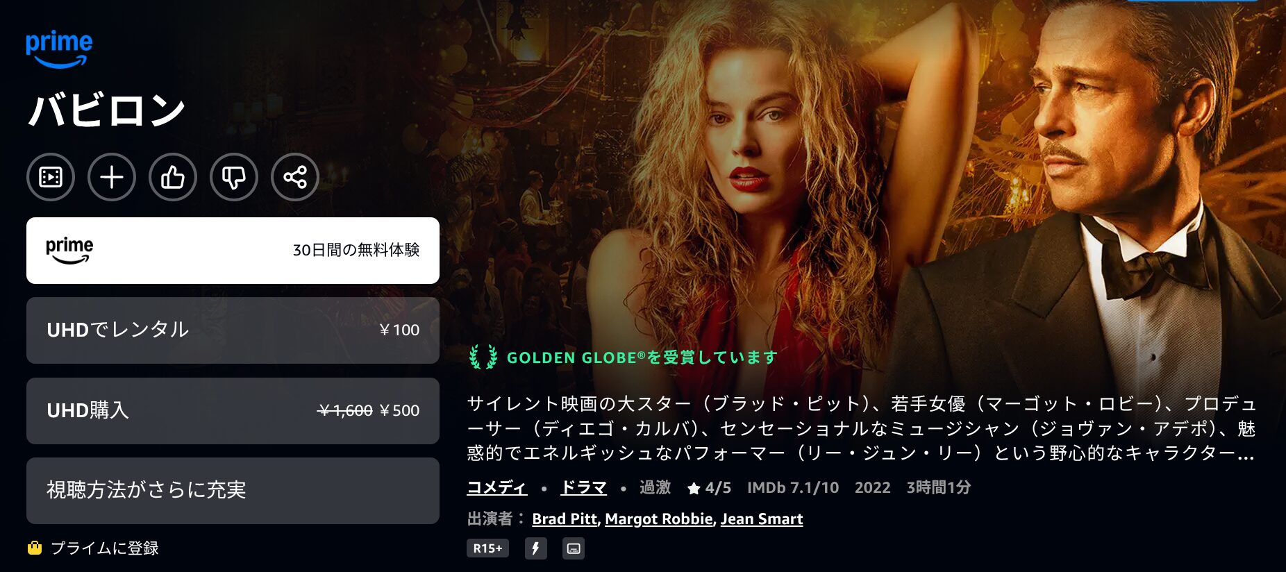 Amazonプライムのバビロン配信画像