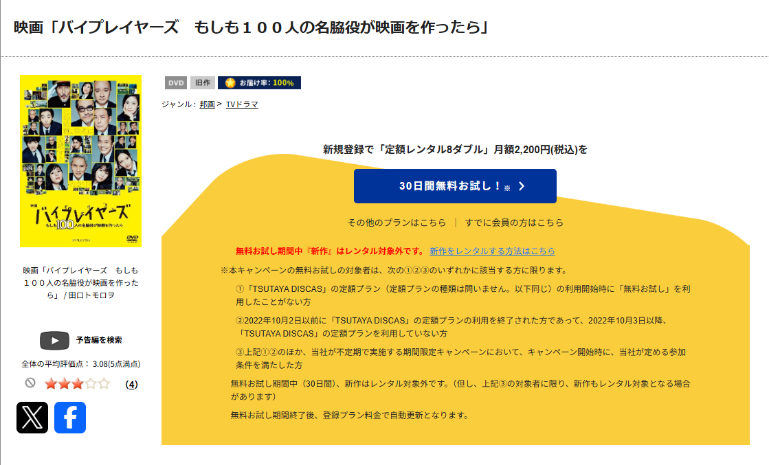 TSUTAYA DISCASのバイプレイヤーズ～もしも100人の名脇役が映画をつくったら～