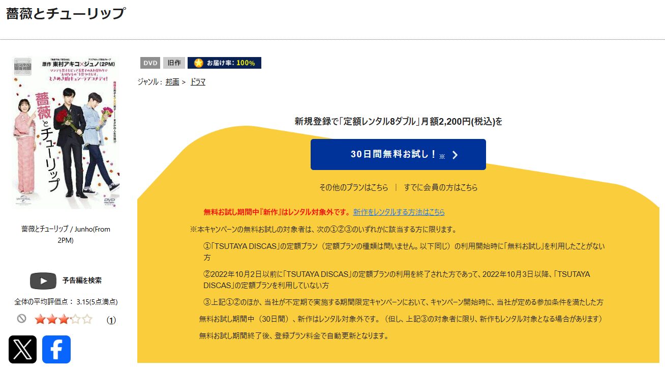 TSUTAYA DISCASの薔薇とチューリップ