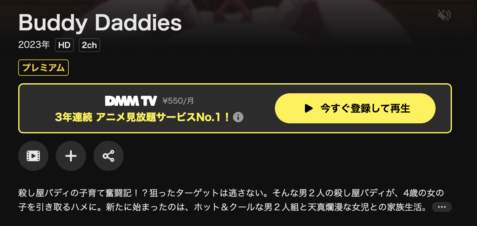 DMM TVのBuddy Daddies(バディダディズ)配信画像