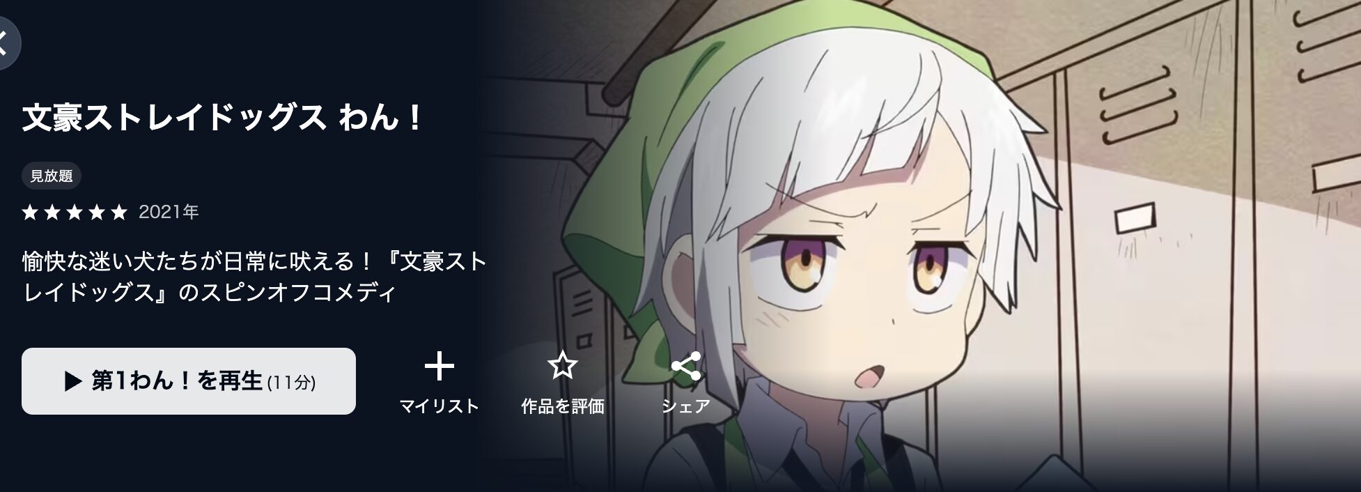 U-NEXTの文豪ストレイドッグス わん！配信画像