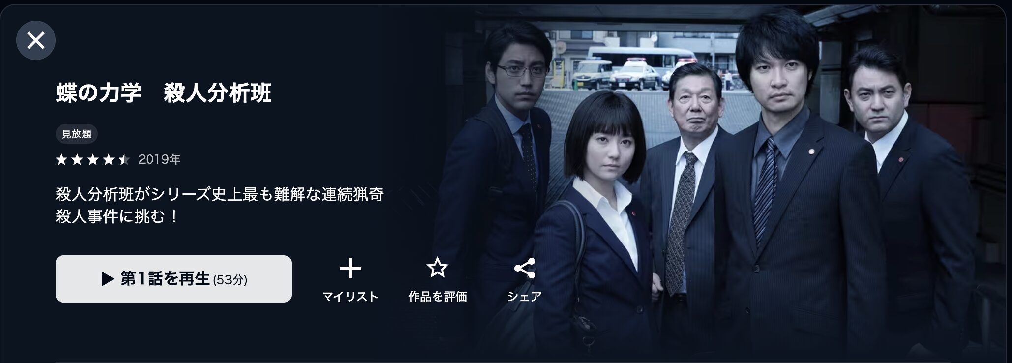 U-NEXTの蝶の力学 殺人分析班配信画像