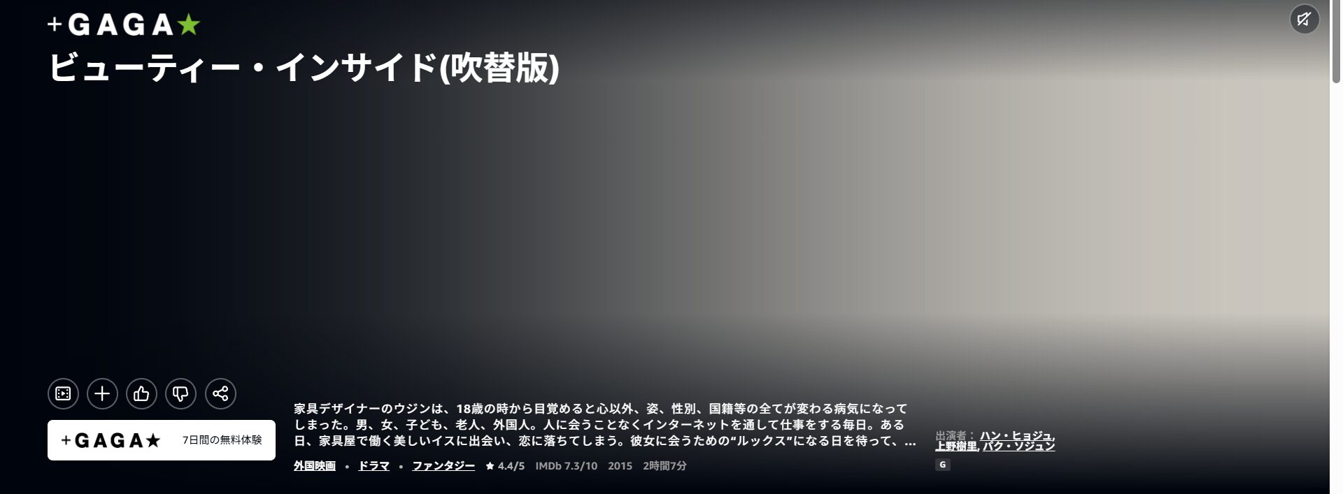 Amazonプライムのビューティー・インサイド配信画像