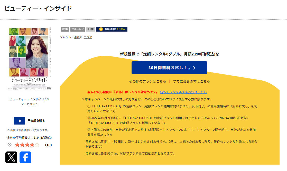 TSUTAYA DISCASのビューティー・インサイド
