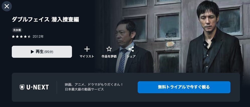 U-NEXTのダブルフェイス 潜入捜査編配信画像