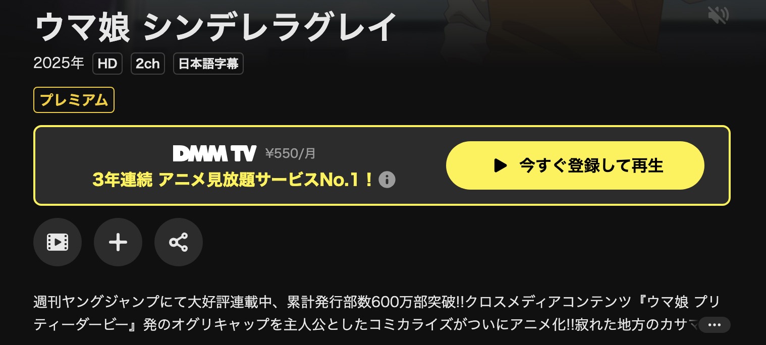 DMM TVのウマ娘 シンデレラグレイ配信画像