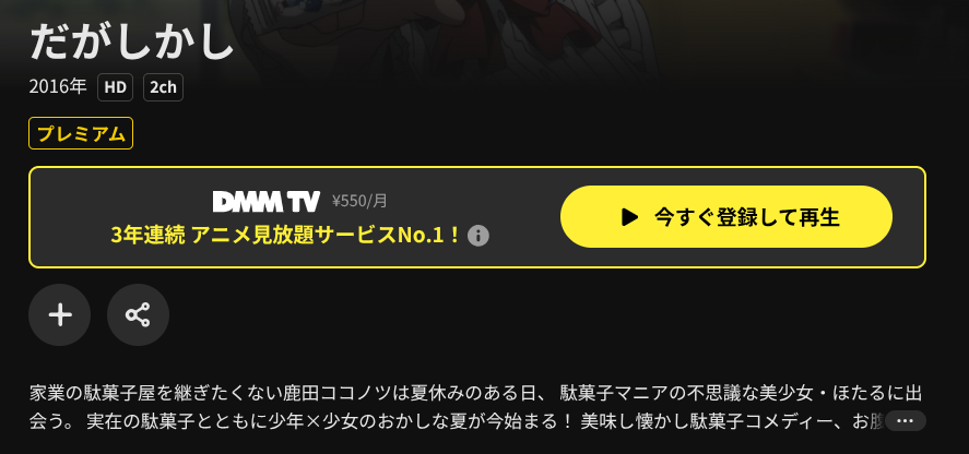 DMM TVのだがしかし(1期)配信画像