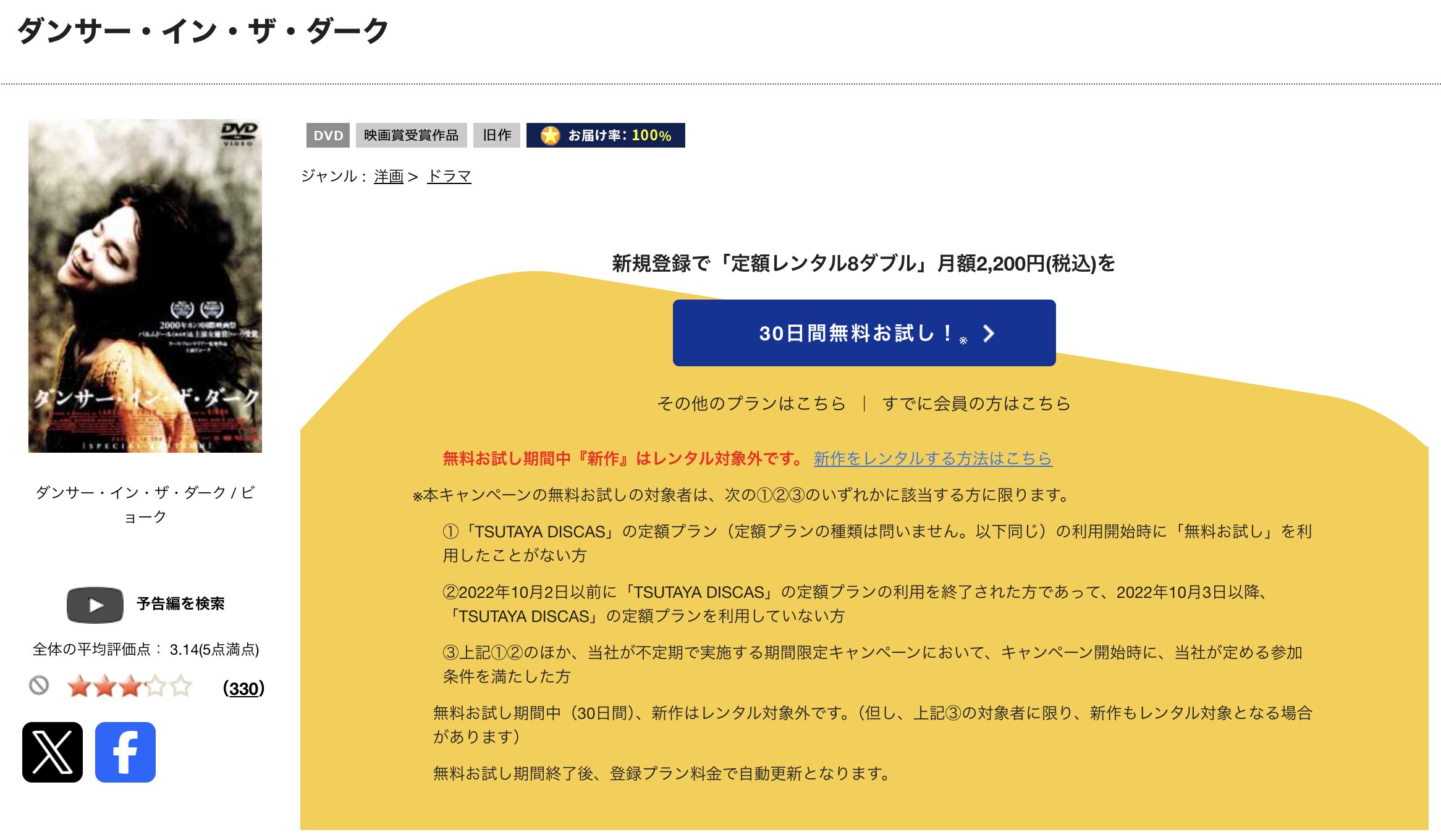TSUTAYA DISCASのダンサー・イン・ザ・ダーク