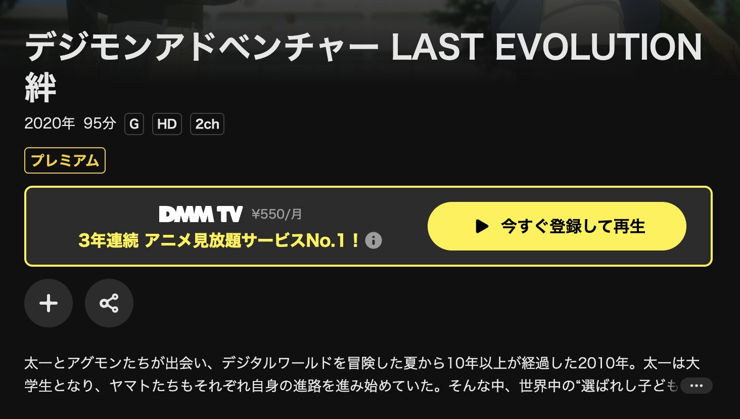 DMM TVのデジモンアドベンチャー LAST EVOLUTION 絆配信画像
