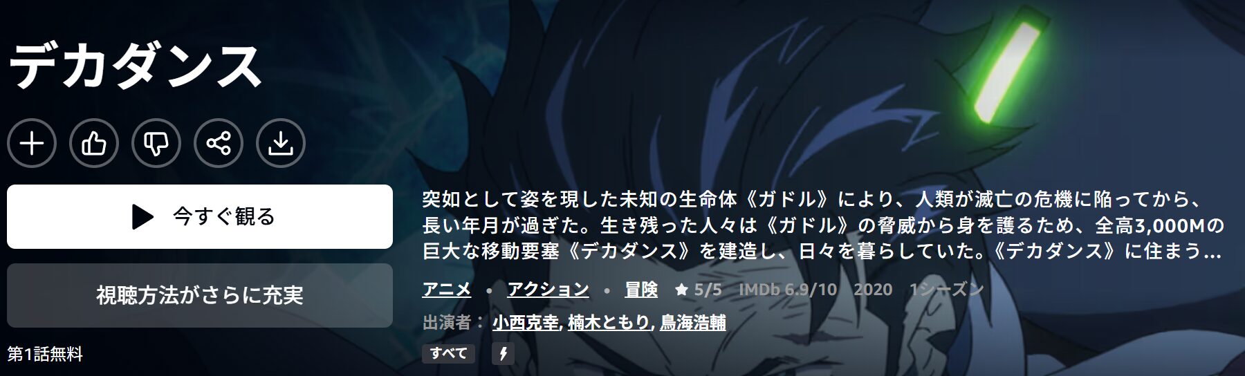 Amazonプライムのデカダンス配信画像