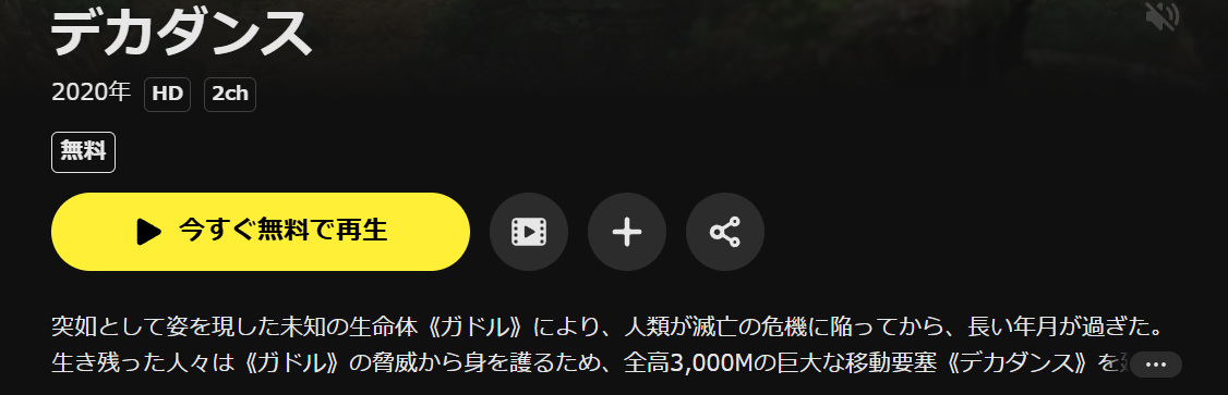DMM TVのデカダンス配信画像