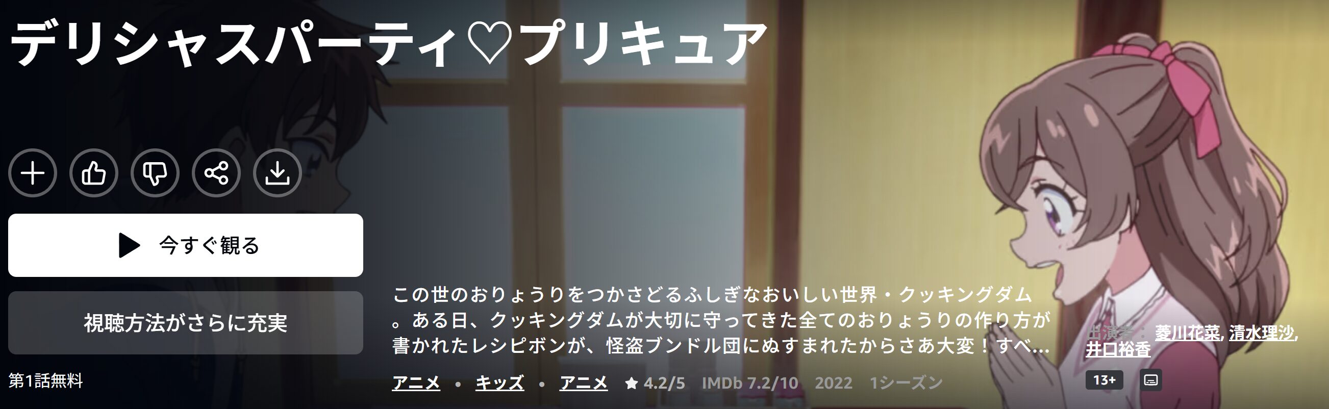 Amazonプライムのデリシャスパーティ♡プリキュア配信画像