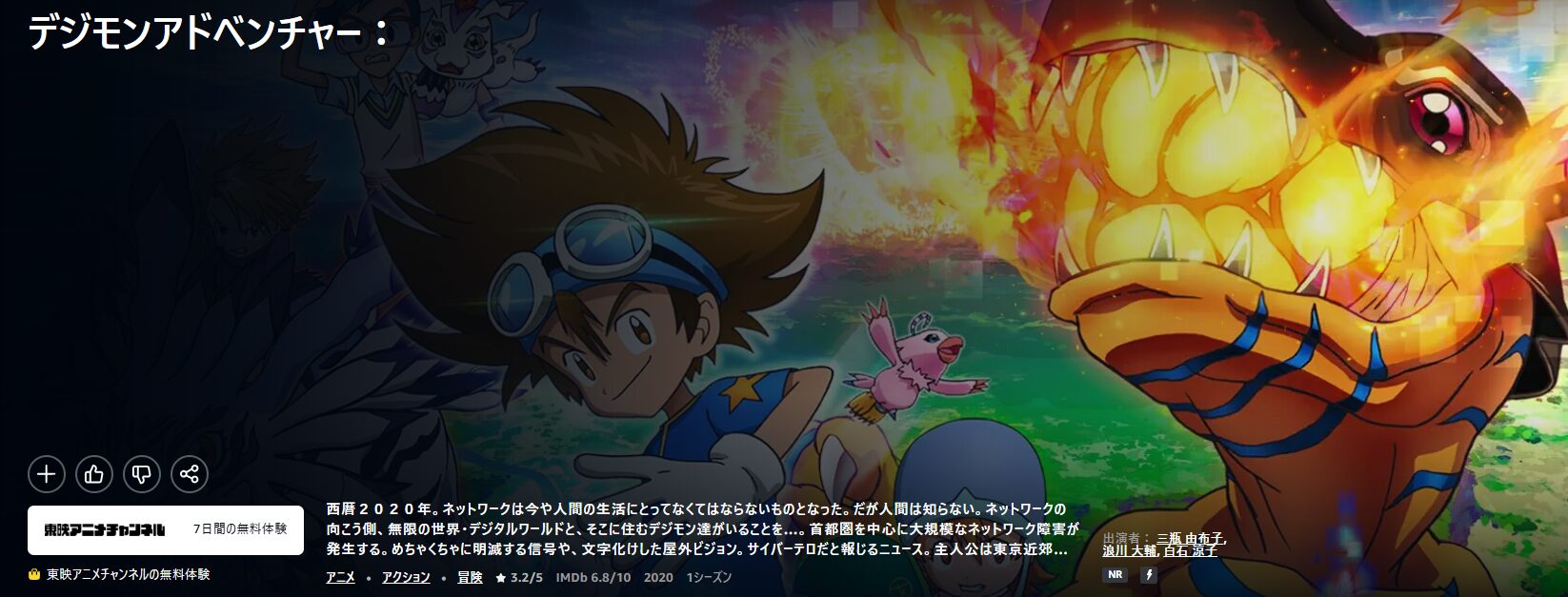 Amazonプライムのデジモンアドベンチャー（2020）配信画像