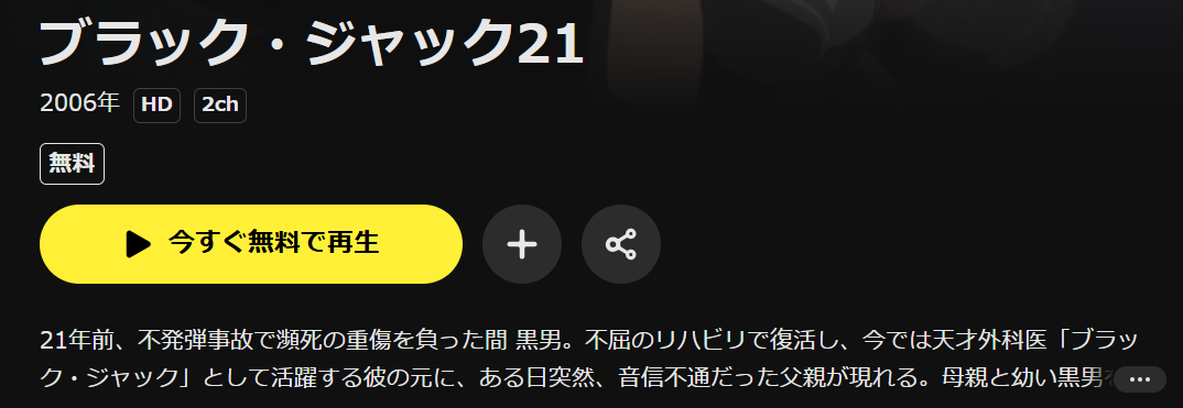 DMM TVのブラック・ジャック21配信画像