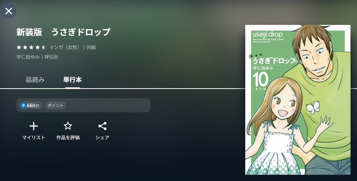 UNEXTのうさぎドロップ漫画配信画像