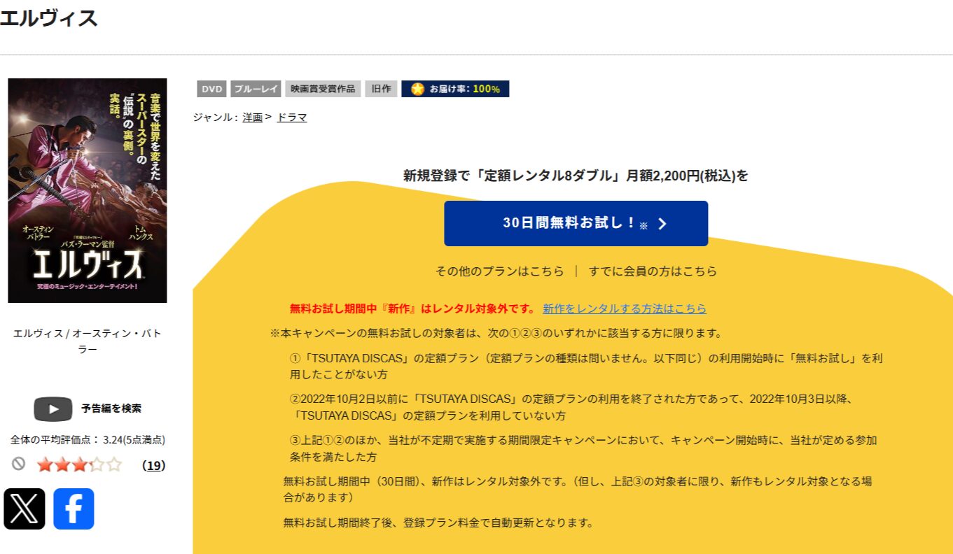 TSUTAYA DISCASのエルヴィス