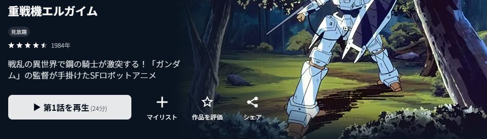 U-NEXTの重戦機エルガイム配信画像