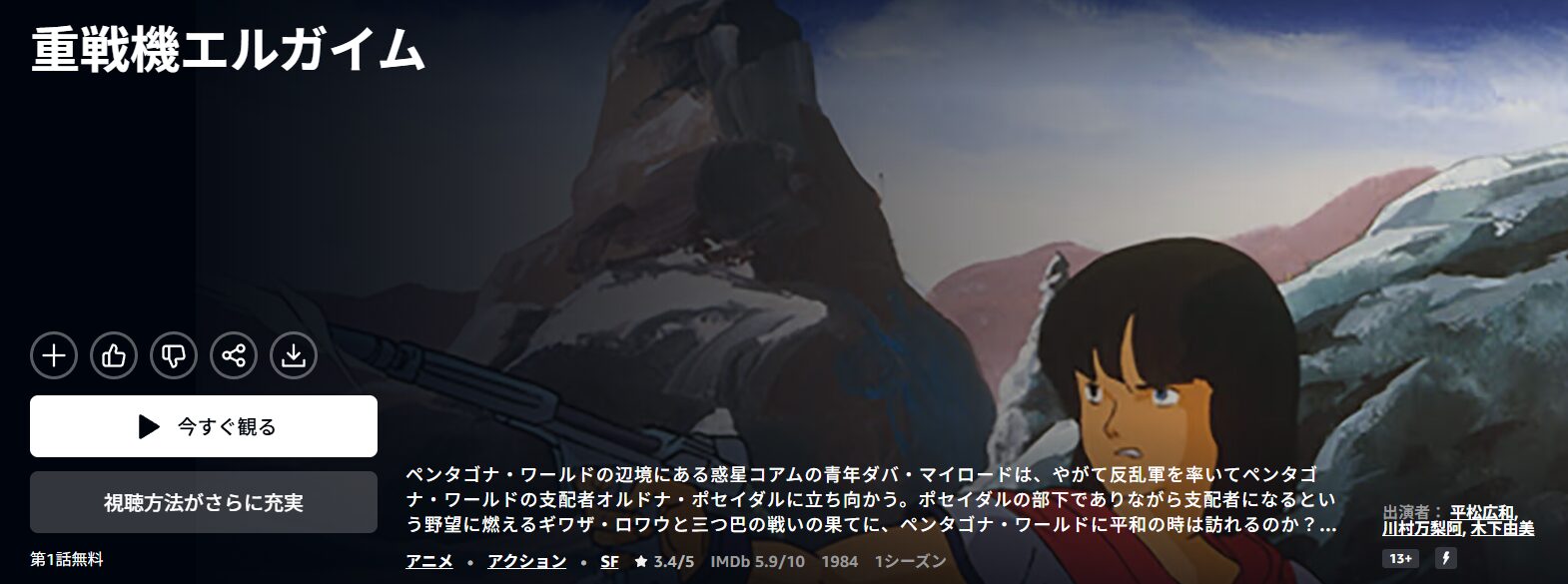 Amazonプライムの重戦機エルガイム配信画像