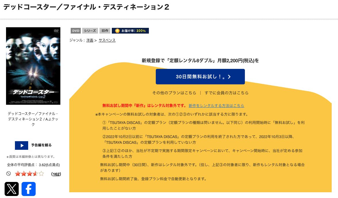 TSUTAYA DISCASのデッドコースター