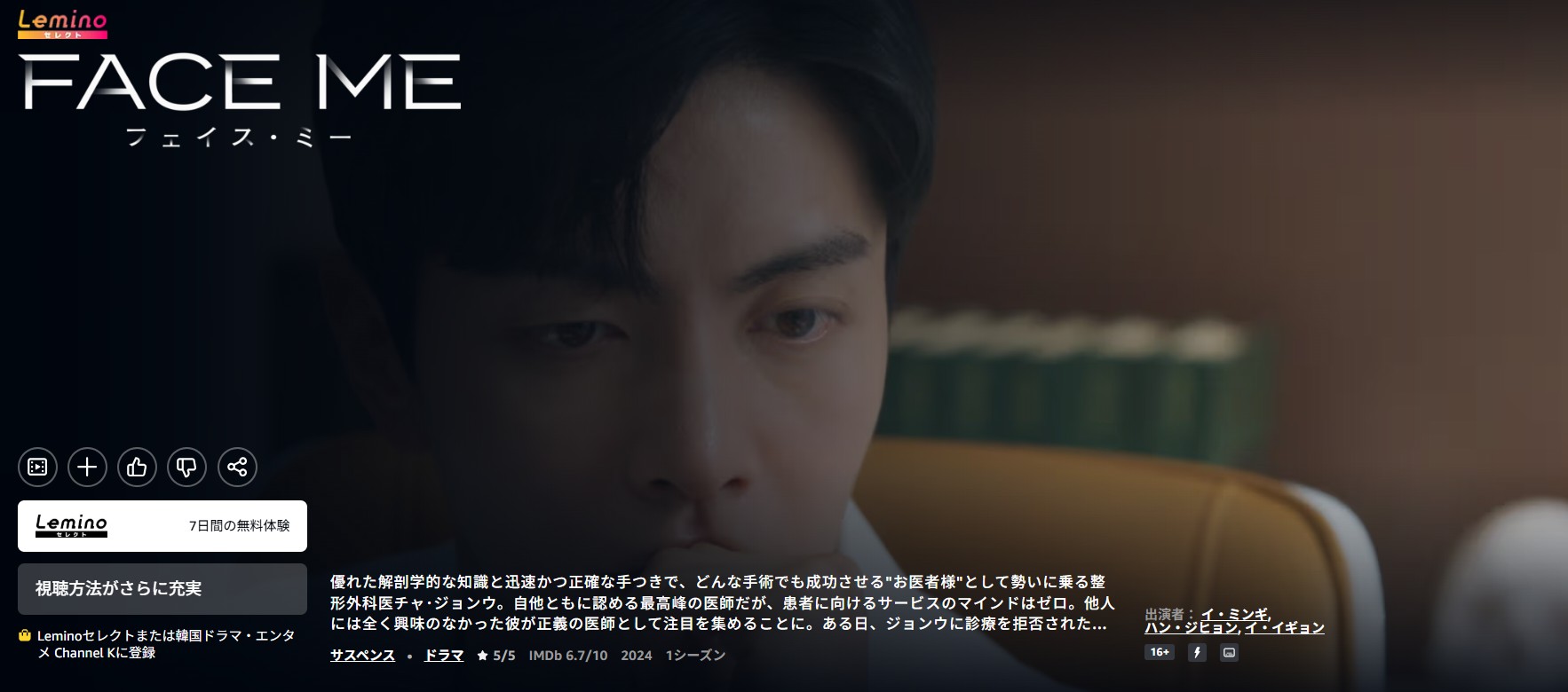 AmazonプライムのFACE ME配信画像